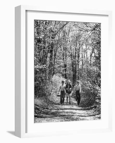 Three Children on Their Way to School During the Last Week-Thomas D^ Mcavoy-Framed Photographic Print