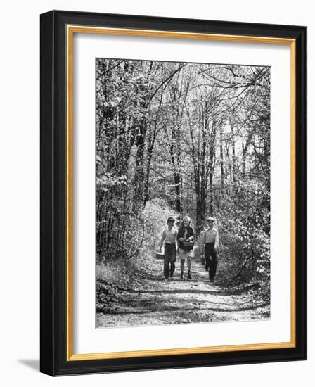 Three Children on Their Way to School During the Last Week-Thomas D^ Mcavoy-Framed Photographic Print