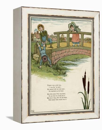 Three Children Playing on a Bridge-Kate Greenaway-Framed Stretched Canvas