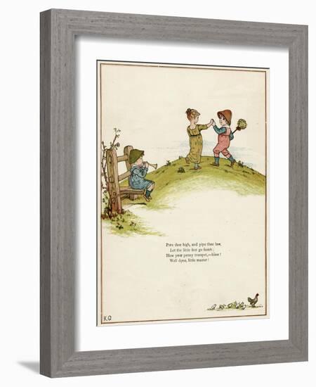 Three Children Playing on a Hill-Kate Greenaway-Framed Photographic Print