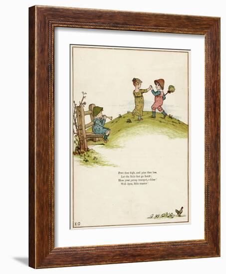 Three Children Playing on a Hill-Kate Greenaway-Framed Photographic Print