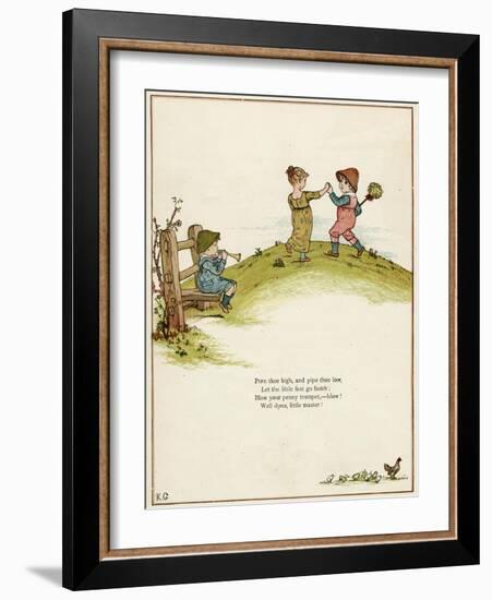Three Children Playing on a Hill-Kate Greenaway-Framed Photographic Print
