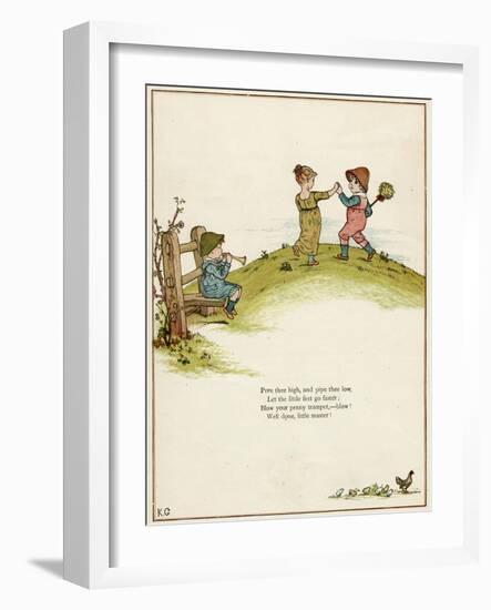 Three Children Playing on a Hill-Kate Greenaway-Framed Photographic Print