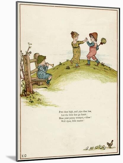 Three Children Playing on a Hill-Kate Greenaway-Mounted Photographic Print