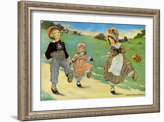 Three Children to London - One Foot Up One Foot Down-Jesse Willcox Smith-Framed Art Print