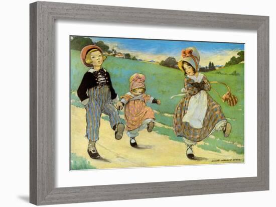 Three Children to London - One Foot Up One Foot Down-Jesse Willcox Smith-Framed Art Print