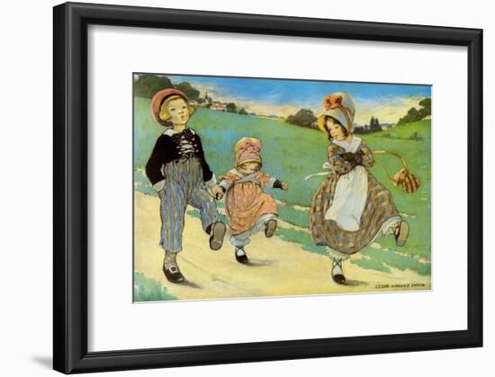 Three Children to London - One Foot Up One Foot Down-Jesse Willcox Smith-Framed Art Print