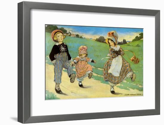 Three Children to London - One Foot Up One Foot Down-Jesse Willcox Smith-Framed Art Print