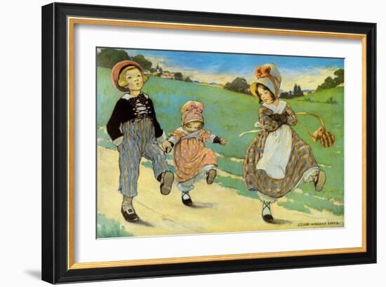 Three Children to London - One Foot Up One Foot Down-Jesse Willcox Smith-Framed Art Print