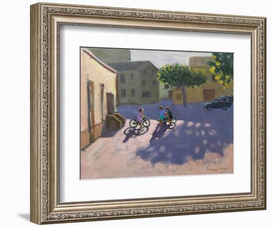 Three Children with Bicycles, Spain-Andrew Macara-Framed Giclee Print