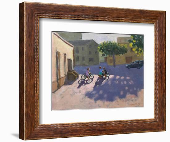 Three Children with Bicycles, Spain-Andrew Macara-Framed Giclee Print