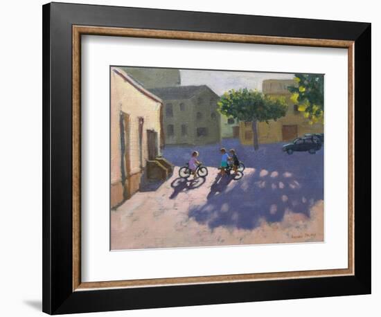 Three Children with Bicycles, Spain-Andrew Macara-Framed Giclee Print