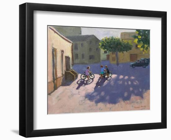 Three Children with Bicycles, Spain-Andrew Macara-Framed Giclee Print