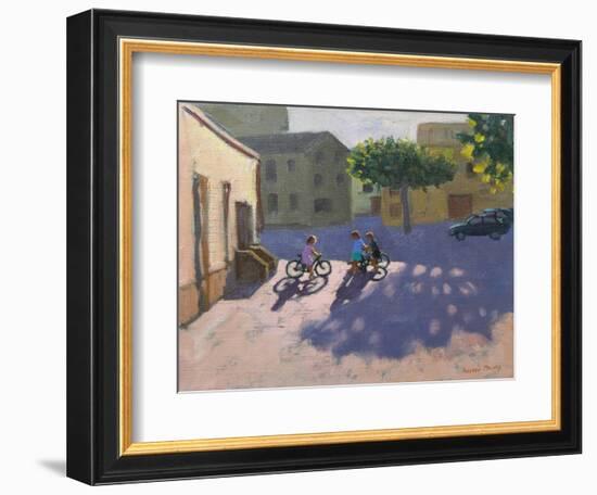 Three Children with Bicycles, Spain-Andrew Macara-Framed Giclee Print