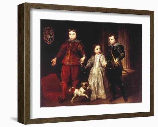 Three Children with Dog-Sir Anthony Van Dyck-Framed Giclee Print