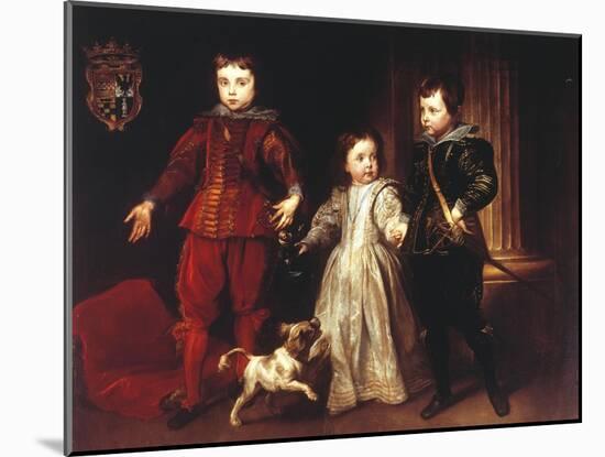 Three Children with Dog-Sir Anthony Van Dyck-Mounted Giclee Print