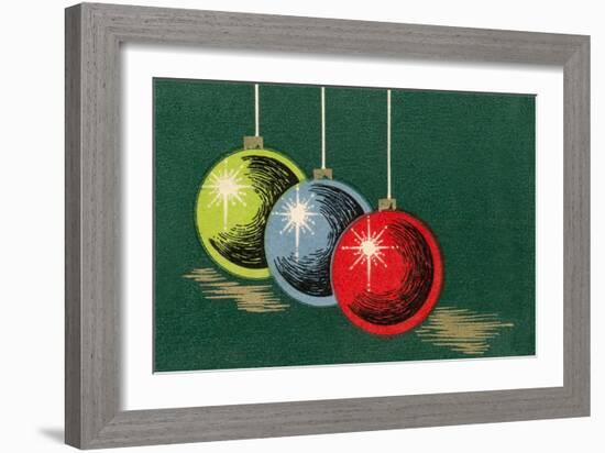 Three Christmas Bulbs-null-Framed Art Print