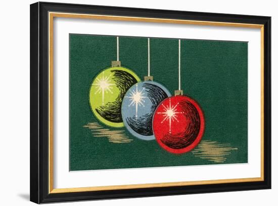 Three Christmas Bulbs-null-Framed Art Print