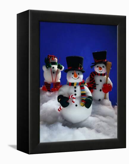 Three Christmas Snowmen-Jim McGuire-Framed Premier Image Canvas