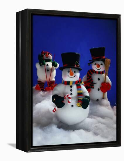 Three Christmas Snowmen-Jim McGuire-Framed Premier Image Canvas