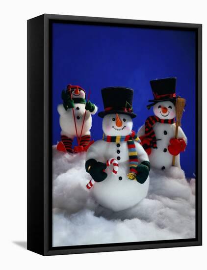 Three Christmas Snowmen-Jim McGuire-Framed Premier Image Canvas