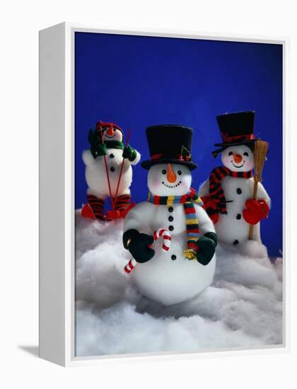 Three Christmas Snowmen-Jim McGuire-Framed Premier Image Canvas