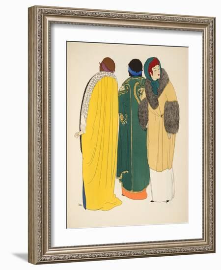 Three Coats from 'Les Robes De Paul Poiret' Pub. 1908 (Pochoir Print)-Paul Iribe-Framed Giclee Print