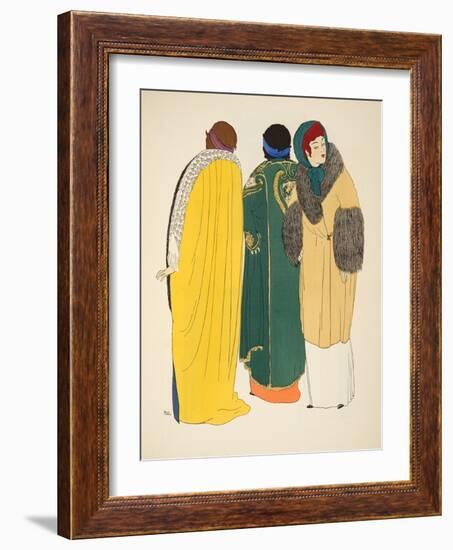 Three Coats from 'Les Robes De Paul Poiret' Pub. 1908 (Pochoir Print)-Paul Iribe-Framed Giclee Print