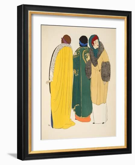 Three Coats from 'Les Robes De Paul Poiret' Pub. 1908 (Pochoir Print)-Paul Iribe-Framed Giclee Print