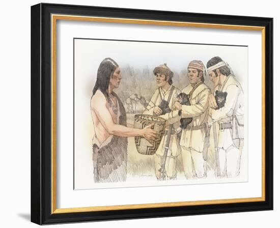 Three Corpsmen, Each Holding a Bear Cub-Roger Cooke-Framed Giclee Print