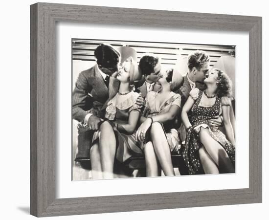 Three Couples Kissing-null-Framed Photo