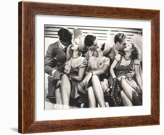 Three Couples Kissing-null-Framed Photo