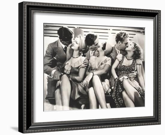 Three Couples Kissing-null-Framed Photo