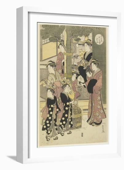 Three Coutesans of the Ogiya House and their Attendants-Katsukawa Shunsho-Framed Giclee Print