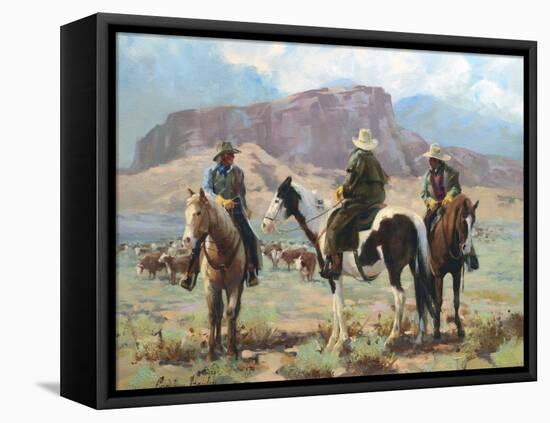 Three Cowboys-Carolyne Hawley-Framed Stretched Canvas