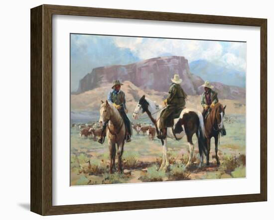 Three Cowboys-Carolyne Hawley-Framed Premium Giclee Print