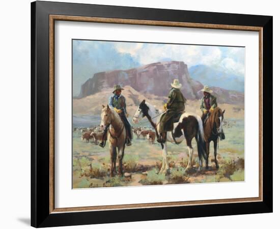 Three Cowboys-Carolyne Hawley-Framed Art Print