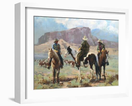 Three Cowboys-Carolyne Hawley-Framed Art Print