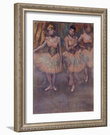 Three Dancers before Practice (Trois Danseuses avant l'Exercice). Ca. 1880-Edgar Degas-Framed Giclee Print