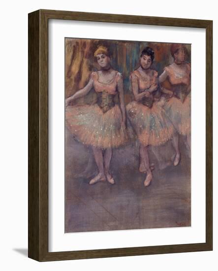 Three Dancers before Practice (Trois Danseuses avant l'Exercice). Ca. 1880-Edgar Degas-Framed Giclee Print