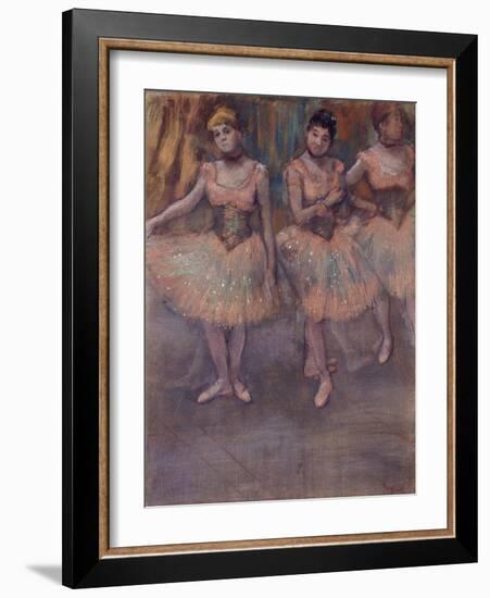 Three Dancers before Practice (Trois Danseuses avant l'Exercice). Ca. 1880-Edgar Degas-Framed Giclee Print