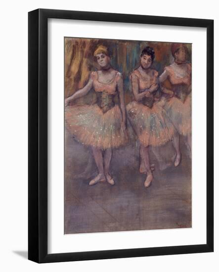 Three Dancers before Practice (Trois Danseuses avant l'Exercice). Ca. 1880-Edgar Degas-Framed Giclee Print
