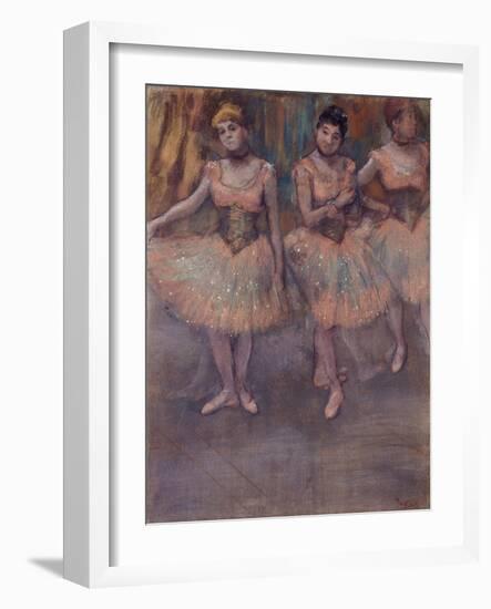 Three Dancers before Practice (Trois Danseuses avant l'Exercice). Ca. 1880-Edgar Degas-Framed Giclee Print