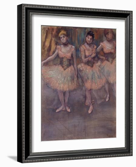 Three Dancers before Practice (Trois Danseuses avant l'Exercice). Ca. 1880-Edgar Degas-Framed Giclee Print