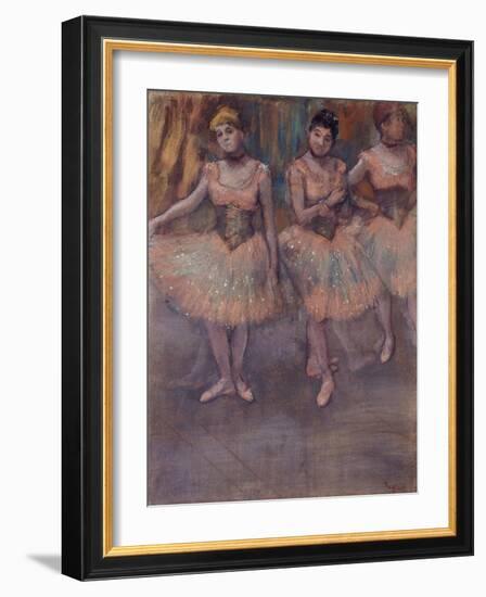 Three Dancers before Practice (Trois Danseuses avant l'Exercice). Ca. 1880-Edgar Degas-Framed Giclee Print