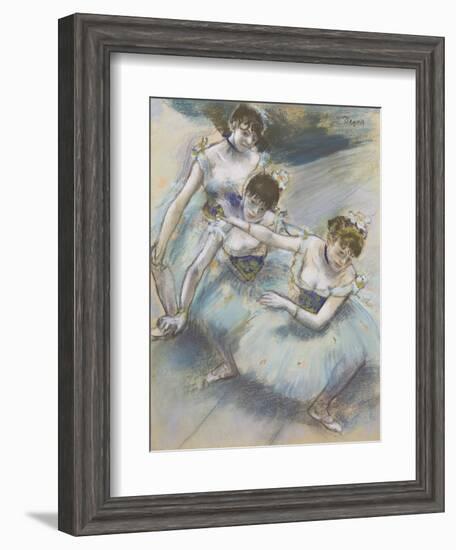 Three Dancers in a Diagonal Line on the Stage, C.1882-Edgar Degas-Framed Giclee Print