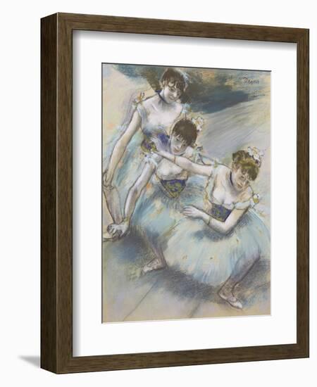 Three Dancers in a Diagonal Line on the Stage, C.1882-Edgar Degas-Framed Giclee Print