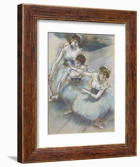 Three Dancers in a Diagonal Line on the Stage, C.1882-Edgar Degas-Framed Giclee Print