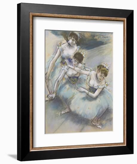Three Dancers in a Diagonal Line on the Stage, C.1882-Edgar Degas-Framed Giclee Print