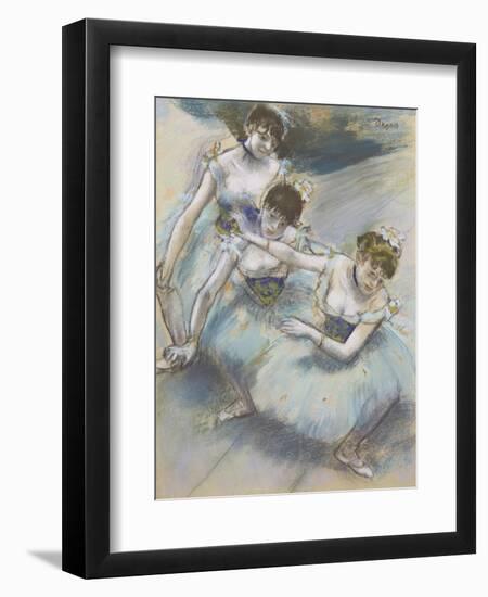 Three Dancers in a Diagonal Line on the Stage, C.1882-Edgar Degas-Framed Giclee Print